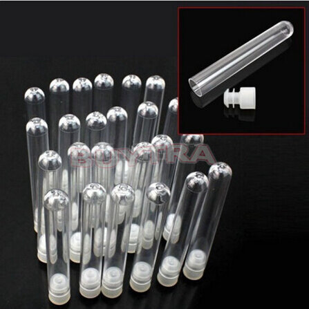 Tubos de teste plásticos claros de 10 pces com tampas rolhas tubos de teste de laboratório diy feito à mão miçangas tubo de armazenamento 12x100mm
