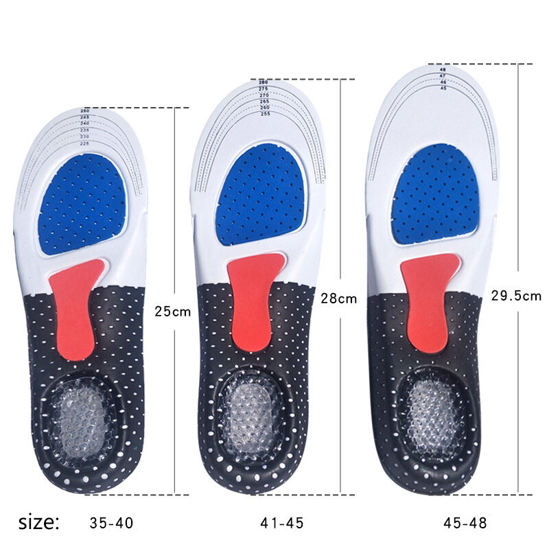 Unisex Orthotic Arch Support แผ่นรองรองเท้า Sport Running Gel Insoles ใส่เบาะสำหรับผู้หญิง Foot Care ขนาด