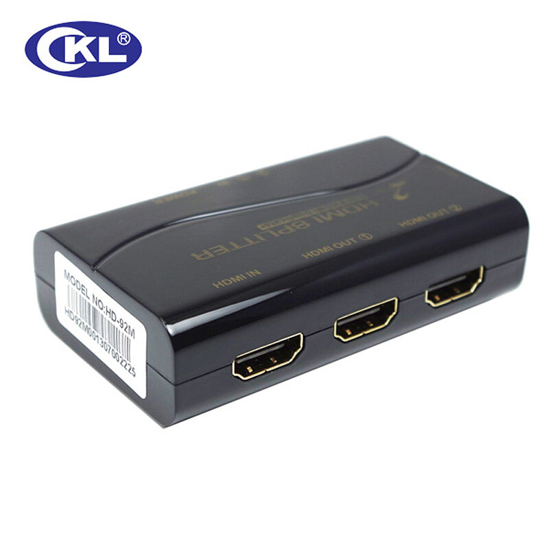 CKL HD-92M 1*2 2 Port Mini HDMI Splitter Ondersteuning 1.4 V 3D 1080 P voor PC Monitor