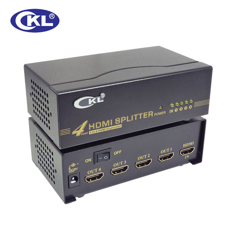 CKL HD-94ที่มีคุณภาพสูง1*4 4พอร์ตHDMI Splitterสนับสนุน1.4โวลต์3D 1080จุดสำหรับการตรวจสอบเครื่องคอมพิวเตอร์