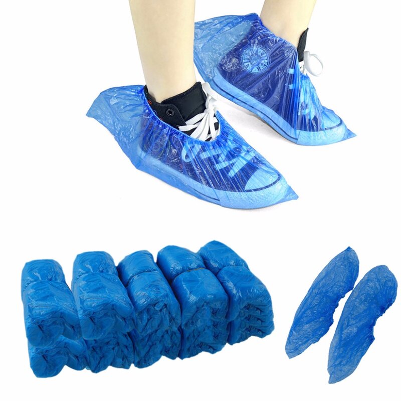 1Pack/100 Pcs Medical Waterproof Boot Covers Plastic Disposable Shoe Covers Overshoes