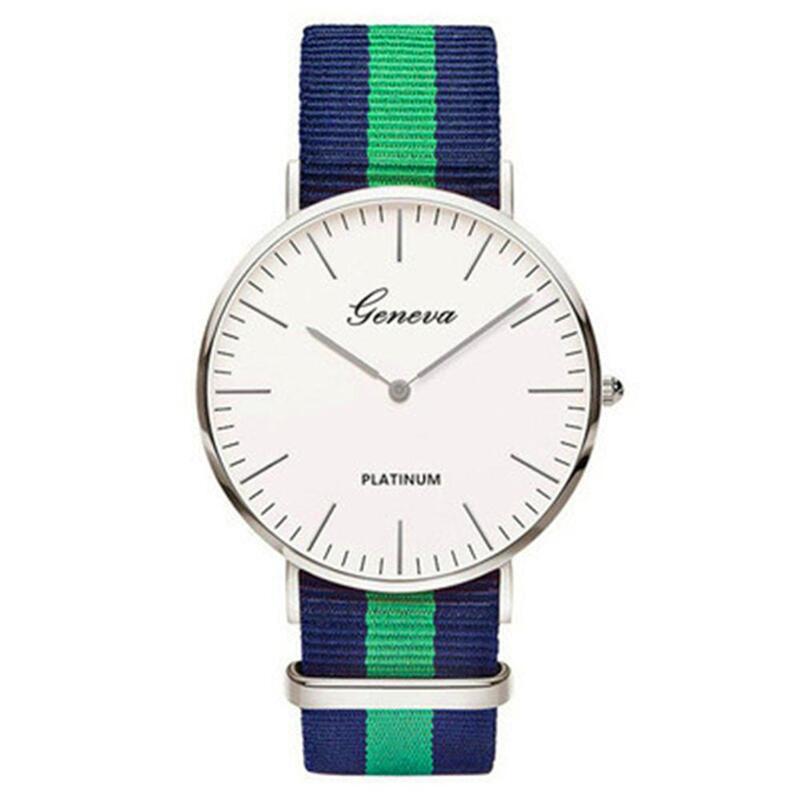 Reloj de cuarzo ultrafino de 18 estilos, Correa Simple de nailon, reloj de pulsera de moda para hombre y mujer, reloj de cuarzo Geneva para mujer