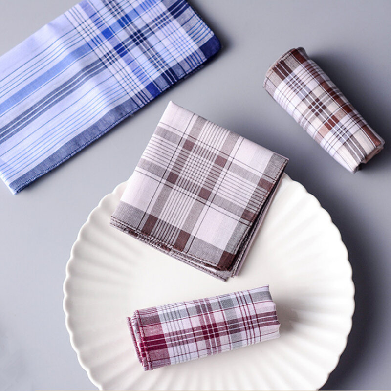 50 sztuk/partia SHSEJA klasyczne Vintage Plaid Stripe chusteczka Hanky mężczyźni kieszonkowe kwadraty 100% bawełna Business Casual Chest Towel