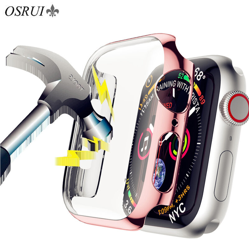 OSRUI Screen Protective Case for Apple Watch 4 3 iwatch band 42mm 44mm 38mm 40mm Shatter-Resistant Shell Frame Protector Cover