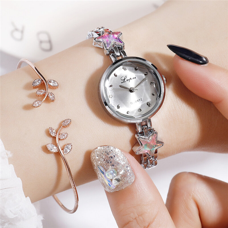 Kobiety bransoletka zegarek srebrny grzywny luksusowe kryształ aluminiowe rękę panie marka kobiety moda męska zegarek kwarcowy Dropshiping