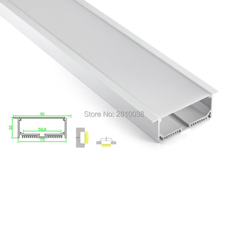 Conjuntos de 200X1M/lote, perfil de aluminio LED anodizado estilo T y perfil de canal led extruido Al6063 para luces de techo o pared