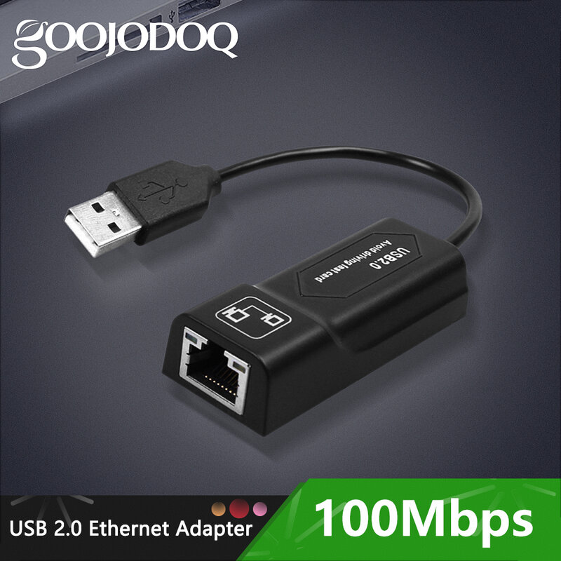 GOOJODOQ Adapter Ethernet USB USB 2.0 karta sieciowa do RJ45 Lan dla Win7/Win8/Win10 Laptop Ethernet USB