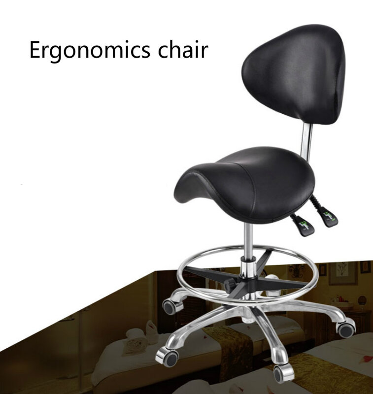 Cadeira de sela criativa com pés, Levantado Cosmetology Haircut Stool, Deslizável Tattooc cadeira giratória, Assento ergonômico ajustável