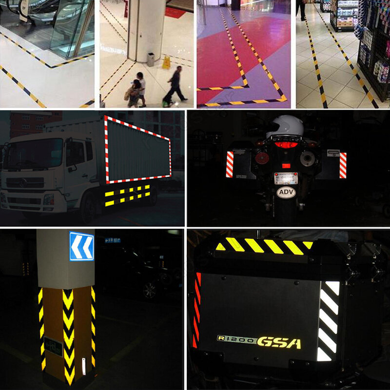 Roadstar stiker reflektif PVC padat bersinar, stiker reflektif PVC 5cm x 5m untuk mobil, sepeda, dan sepeda motor pada malam hari