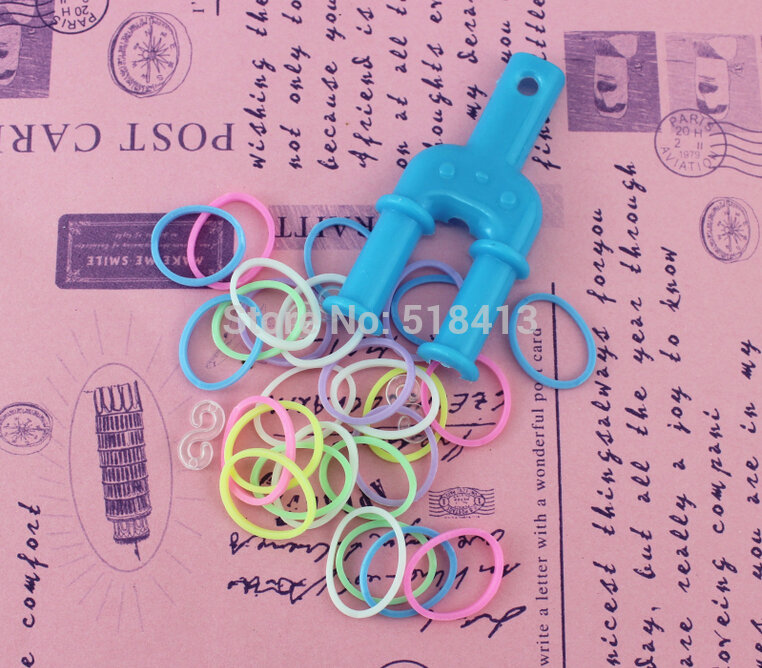 HOGNSIGN – Bracelet en caoutchouc fait à la main pour filles, corde de couleur Noctilucent tissée arc-en-ciel, anneau de main, bande de caoutchouc, jouets de fête