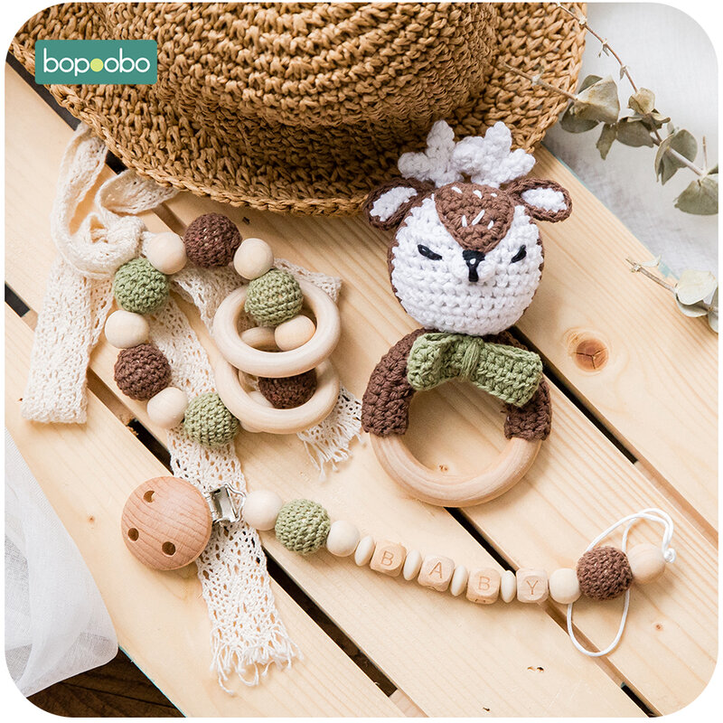 Bopoobo-赤ちゃん用のシリコン歯がためリング,1ピース,木製のおしゃぶりチェーン,赤ちゃん用のパーソナライズされたクレードル,ブレスレット,喫煙者用