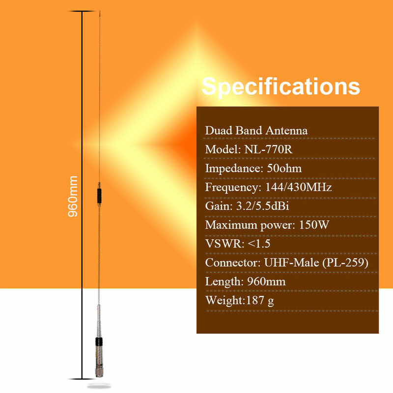 NAGOYA NL-770R антенна двухдиапазонная мобильное радио NL770R для KT-8900 KT-8900D KT-980plus KT-780Plus TH-7800 TH-8600 BJ-218 BJ-318
