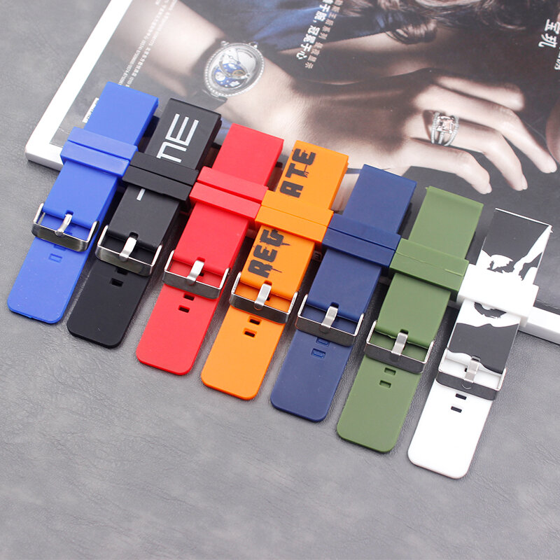 Men's Silicone Strap 26mm Women's Sports Waterproof Natural Rubber Strap Buckle Accessories