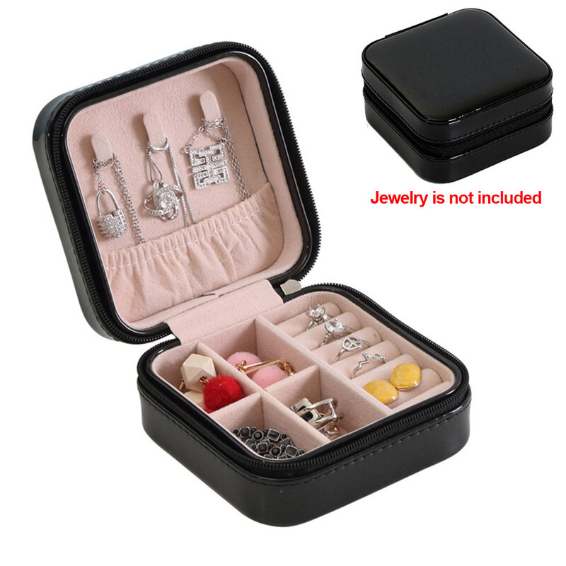 Jewelry Box Portable Storage Organizer Earring Holder Zipper Women Jewelry Display Travel Case