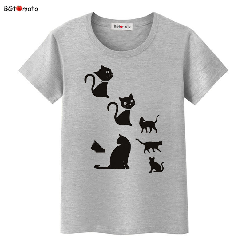 Chemises 3D petit chat noir pour femmes, jolies et créatives, de bonne qualité, douces et décontractées