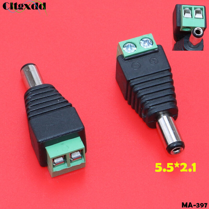 1PC Female Male DC Power Jack 5.5 * 2.1 / 5.5*2.5 BNC RCA to DC Crimp Terminal Block Plug Connector Adapter for CCTV Camera Wire