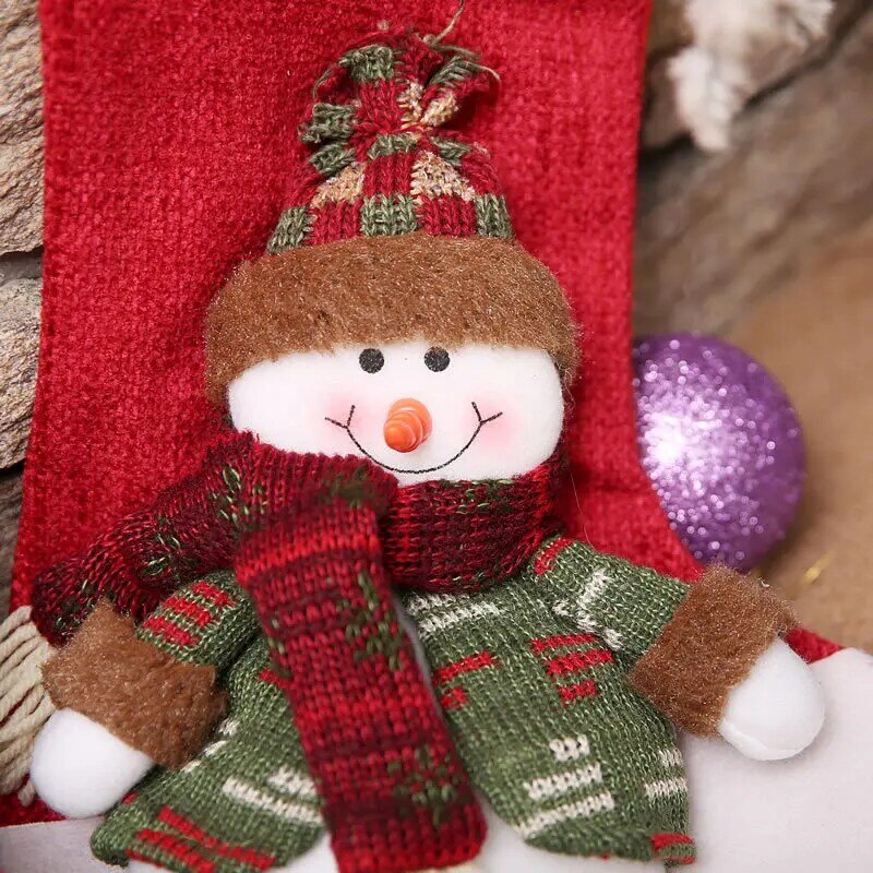 Boneco de neve meias elk socksnew natal meias idosos criança saco de doces presente saco ornamentos árvore de natal