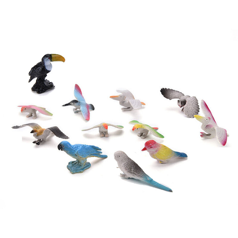 Artificial Bird Model Figure Dolls para Crianças, Simulação Papagaio, Águia, Brinquedo Animal, Falcões, Aprendizagem, Ferramenta de Educação, 12Pcs