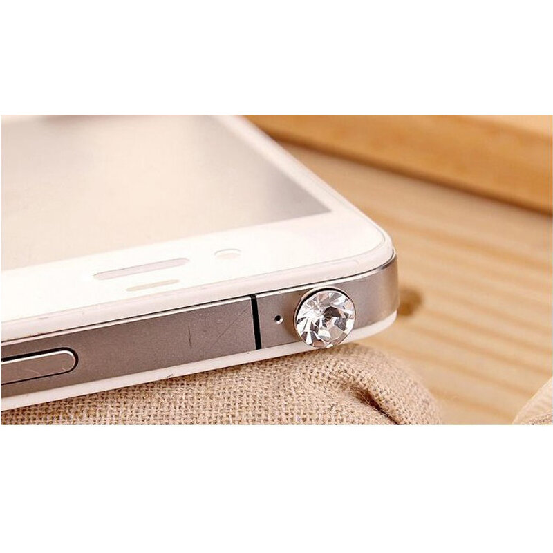 100 PCS Universal 3.5 mm Diamond Earphone Jack Dust Plugs Mobile Phone Gadgets enchufe del polvo for iPhone 4 4S 5 5S SE 5C 6 6S