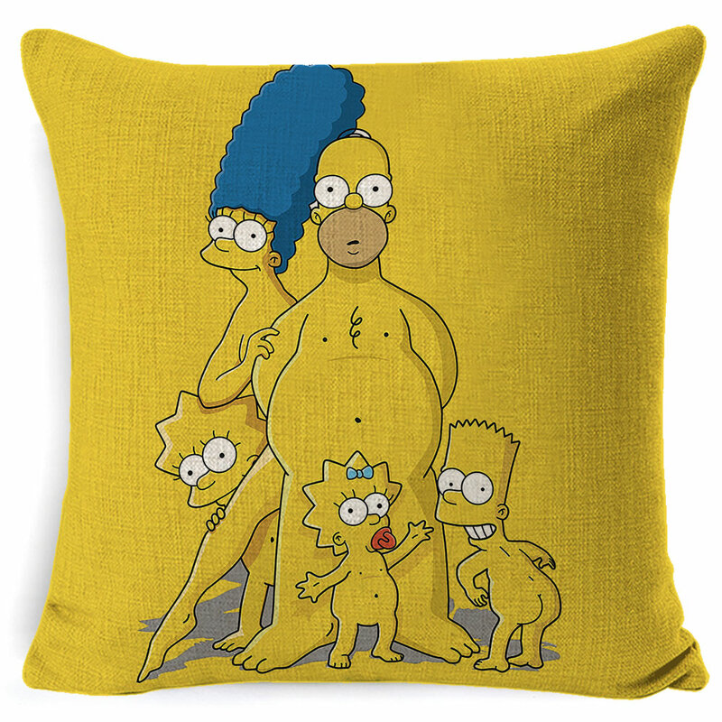 Funda de almohada para decoración del hogar con imágenes de personajes de dibujos animados de Los Simpsons
