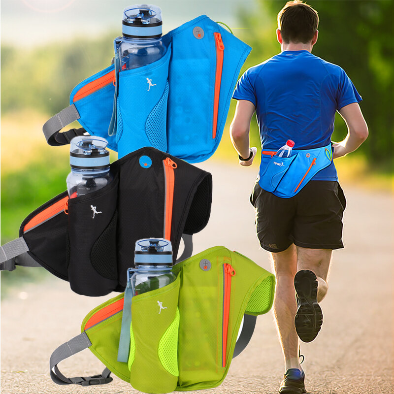 Riñonera deportiva para hombre y mujer, bolso con bolsillo para teléfono móvil, bolsa para gimnasio, ciclismo, senderismo y caminar con botella de agua