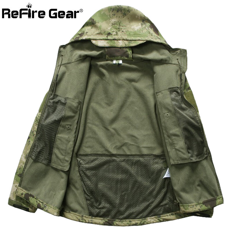 Lurker Shark Soft Shell Military Tactical Jacket Men Waterproof Warm Windbreaker Coat Camouflage Hooded Jacket US Army Clothing