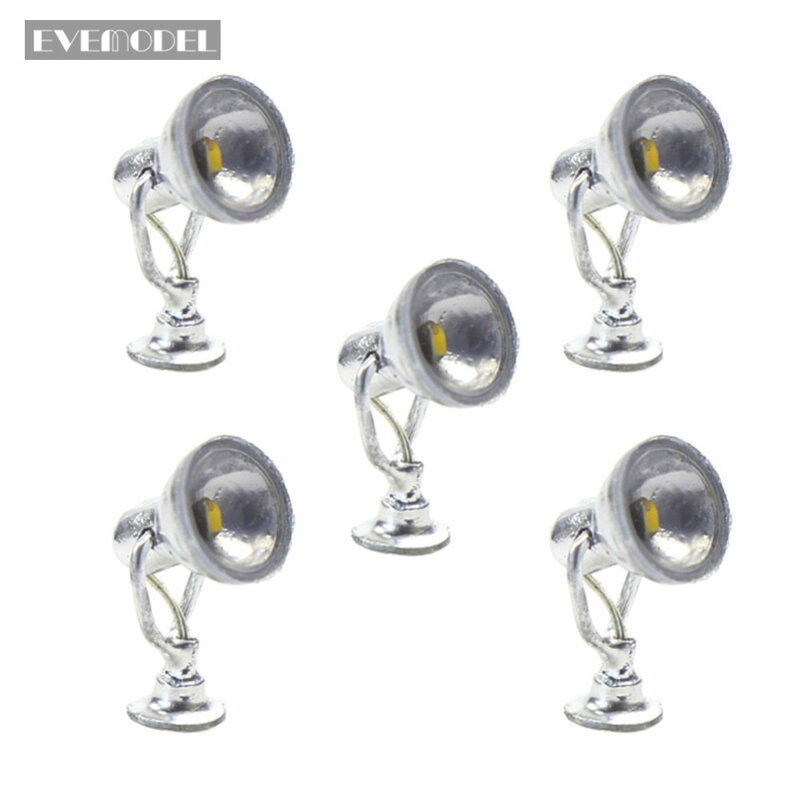 EVemodel-Branco Quente Lâmpada LED Spotlight, Luzes de Inundação, Modelo Railway, HO Escala 1:87, LYM20, 5pcs