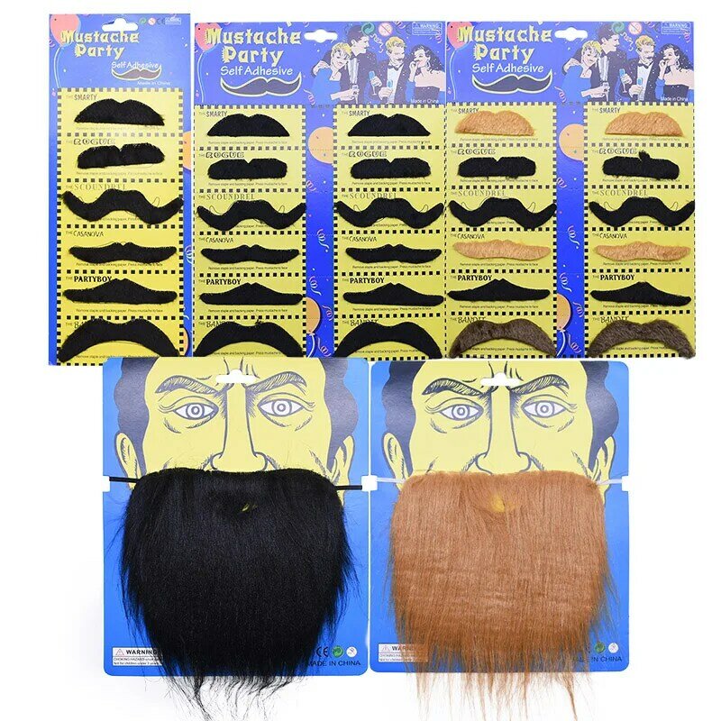 Halloween Party Creative Funny Costume Pirate Party Mustache Cosplay Fake Moustache  Beard For Kids Adult Decoration Photo Props
