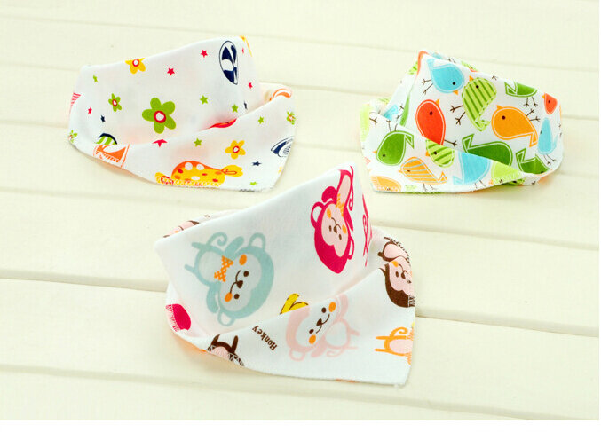 Baby bibs High quality triangl double layers cotton baberos Cartoon Character Animal Print baby bandana bibs dribble bibs