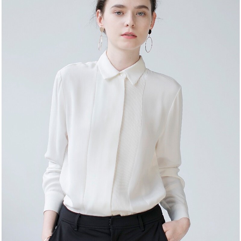 ملابس عصرية كورية للنساء ، قميص أنيق بأكمام طويلة ، ملابس مكتبية ، قمصان وبلوزات شيفون DD2085 ، أبيض ، 2019