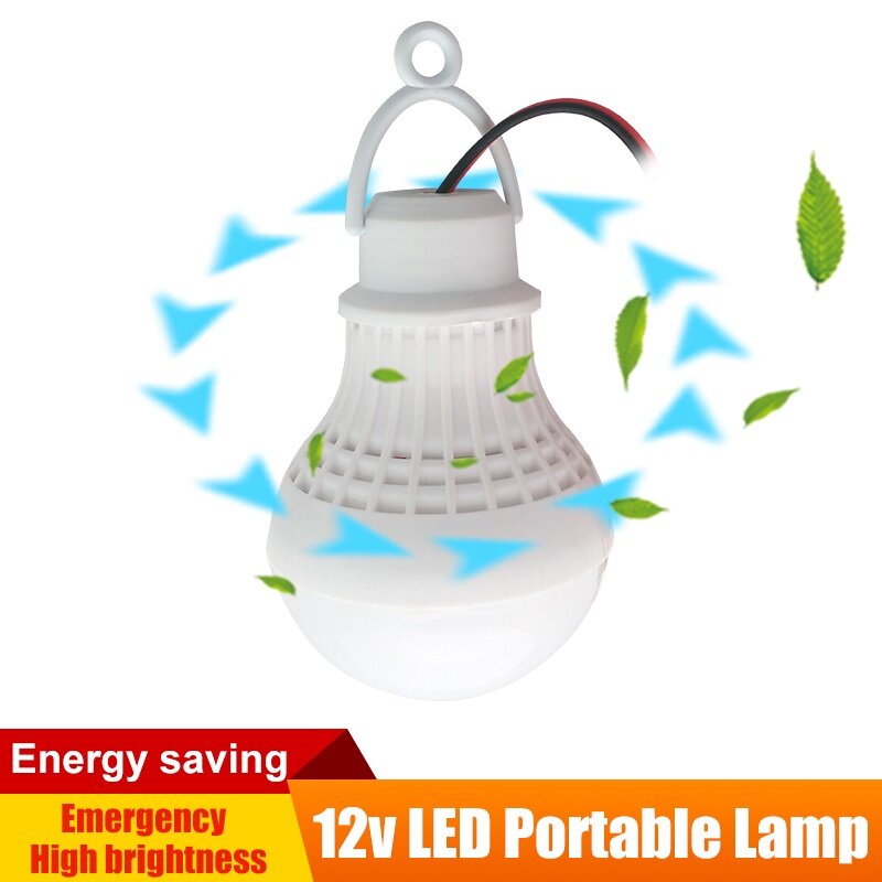 Lámparas LED de 12V CC, Luz Portátil para tienda de campaña, SMD5730, bombillas para pesca nocturna al aire libre, luz colgante con batería, iluminación de 5W, 7W, 9W y 12W