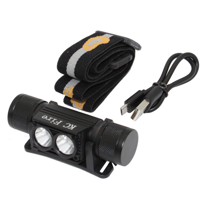 USB 2000 Lumen 2x XM-L2 LED Scheinwerfer Laterne Licht Kopf Taschenlampe Scheinwerfer Für Outdoor Camping + 18650 Batterie + Kabel