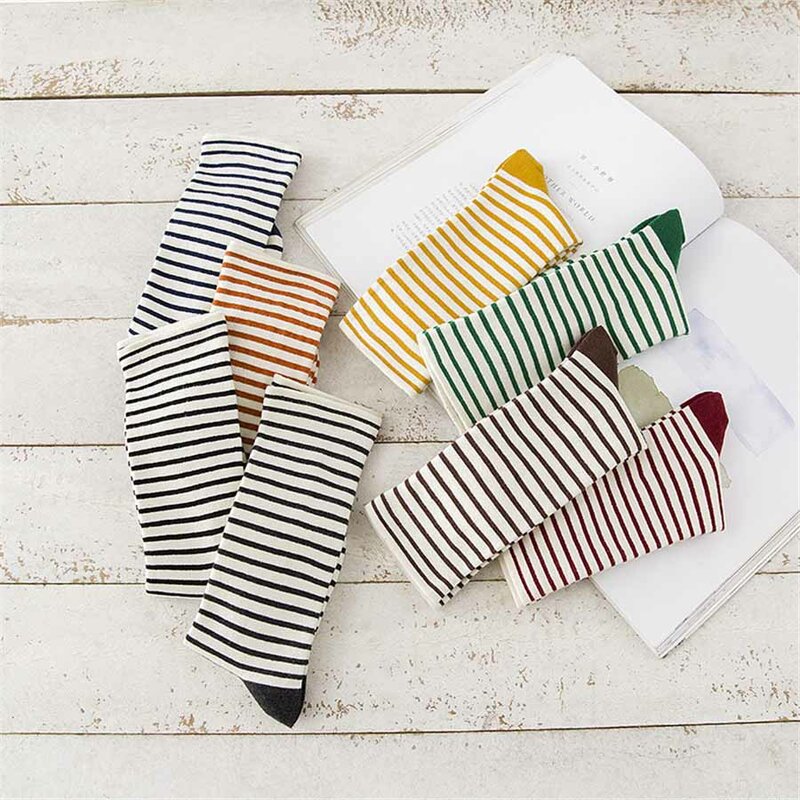 Calcetines de algodón con rayas coloridas para mujer, Medias gruesas y cálidas, largas y divertidas, estilo Harajuku japonés, para otoño e invierno, 1 par