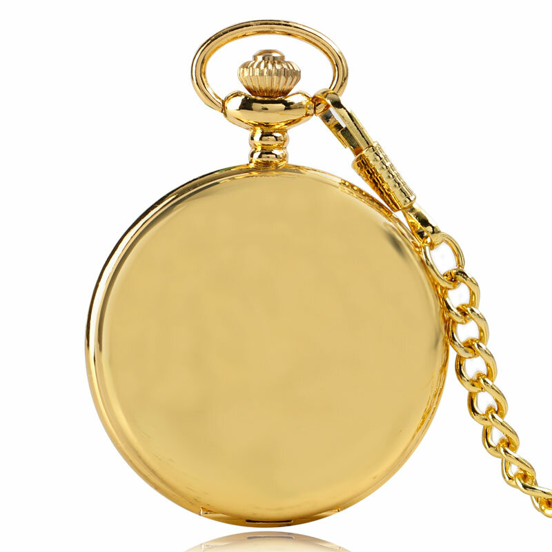 FOB Full Hunter Castle Quartz Pocket Watch, corrente de ouro legal, pingente suave, presente casual para homens e mulheres, moda moderna