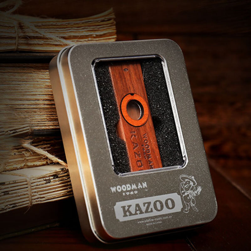 Wooden Kazoo Orff Instruments Ukulele Guitar Partner Woodman Wood Harmonica With Metal Box Kazoo for Adult Kids Kazoo