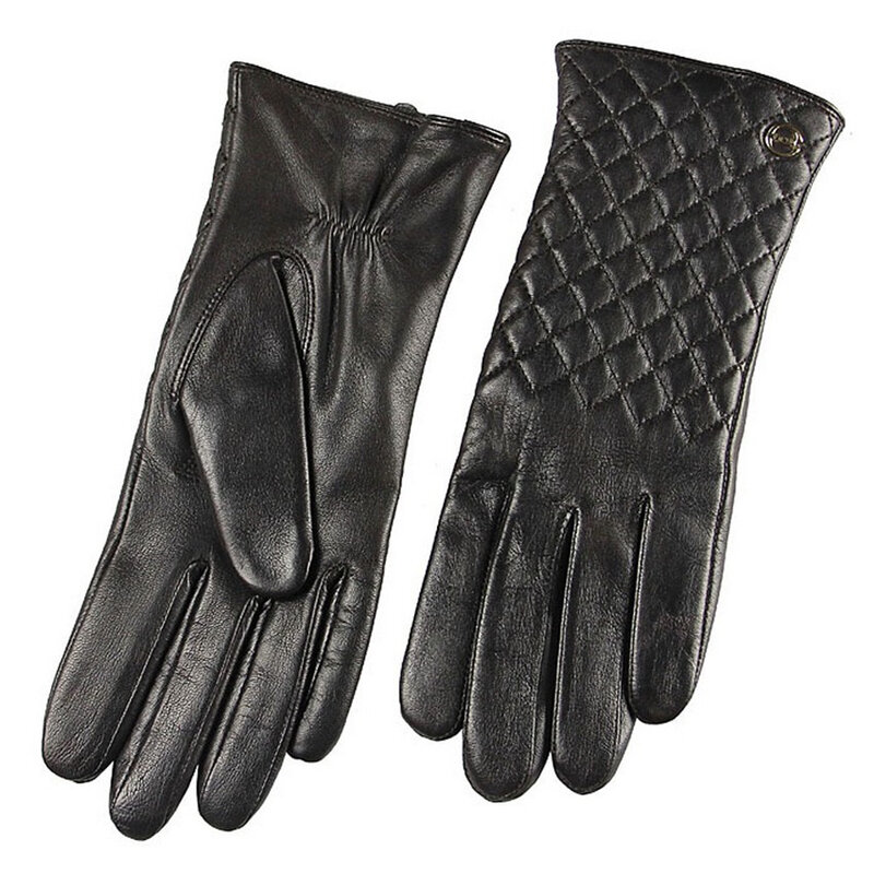 HOT Sale Fashion Lady Sheepskin Gloves Autumn Winter Plus Warm Velvet Women Genuine Leather Elegant  Driving Glove EL014PC-5