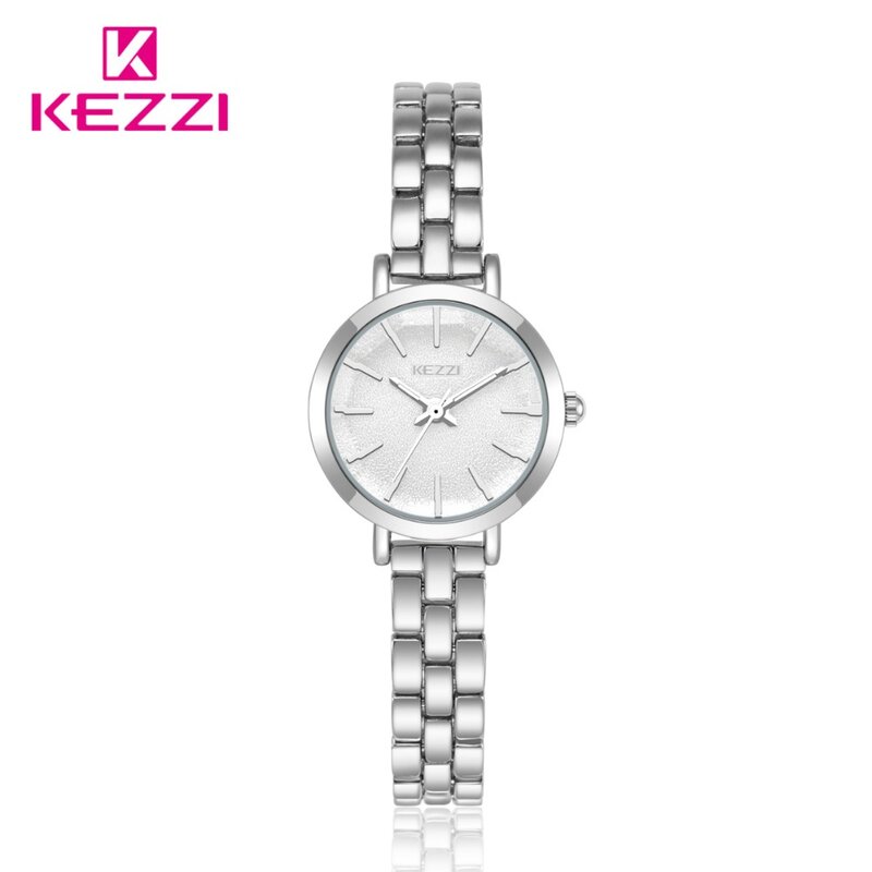 Kezzi pulseira de aço inoxidável, relógio de pulso feminino, indicador colorido, à prova d'água, de quartzo, casual, moda, relógios montre femme