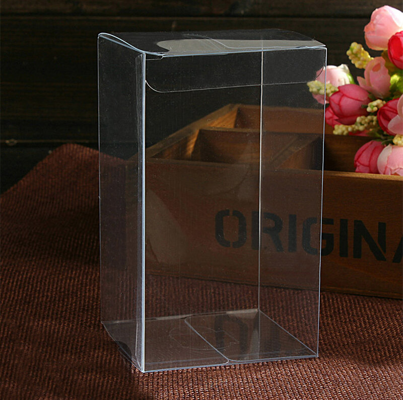 Caja de regalo de joyería transparente, almacenamiento de plástico transparente de Pvc, exhibición de embalaje, para boda/Navidad, 4x4x10, 200 Uds.