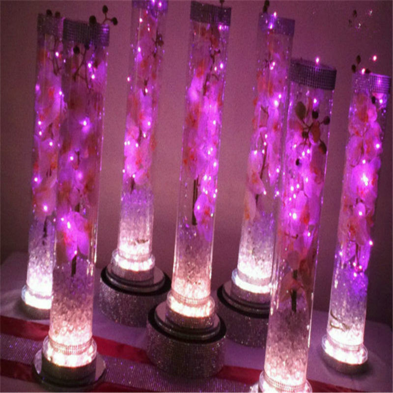 Kitosun Patent Design!!! 100pcs/lot Rechargeable Battery 6inch RGB LED Under Vase Light Remote Controlled Centerpiece Light