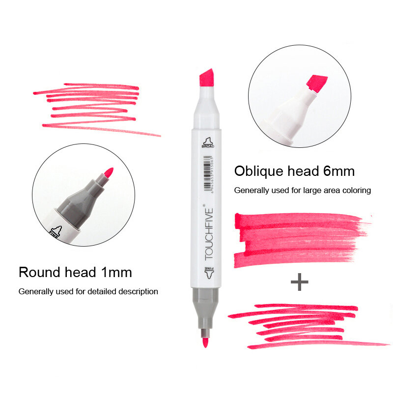 Touchfive 12-168สีวาด Sketch Markers ชุดผิวมันแอลกอฮอล์ Art Marker ปากกาสำหรับระบายสีมังงะนักเรียนศิลปินอุปกรณ์