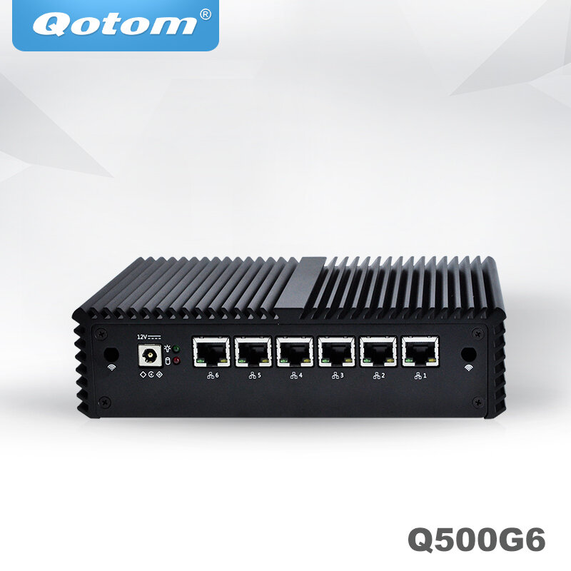 QOTOM คอมพิวเตอร์ขนาดเล็ก Core I3 I5 I7พัดลมคอมพิวเตอร์6 Gigabit Ethernet AES-NI OPNsense ไฟร์วอลล์ Ubuntu Sophos Q555G6 Q575G6