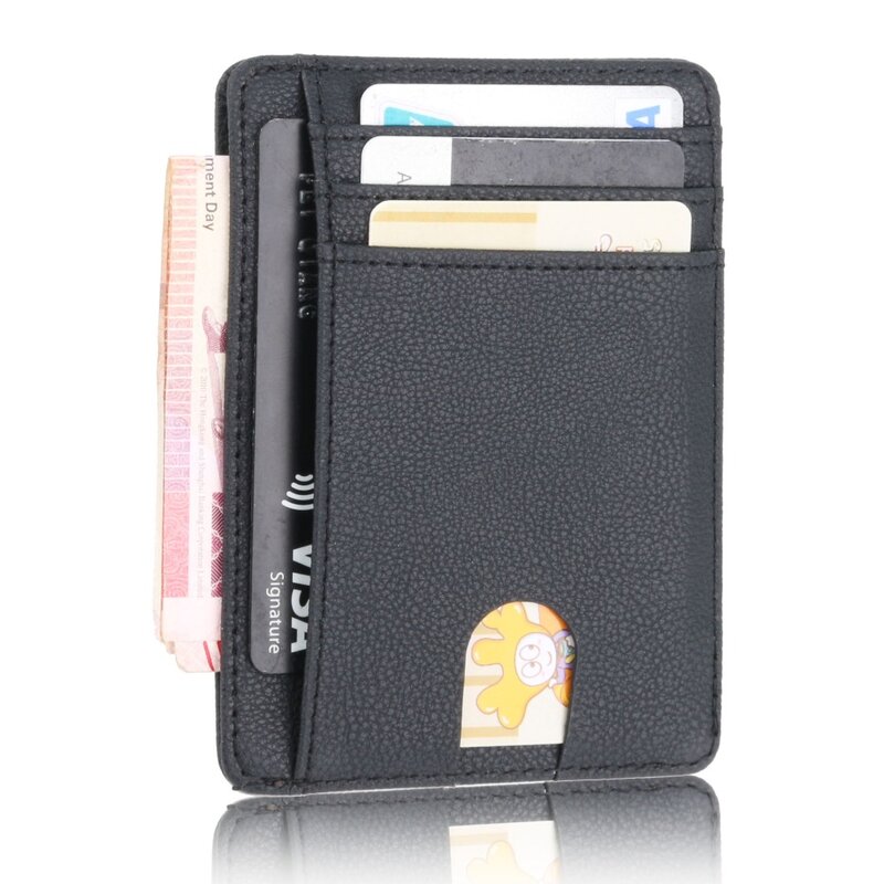 KUDIAN BEAR – portefeuille minimaliste Rfid pour hommes, petit porte-cartes de crédit en cuir PU, Clip noir, Mini étui mince pour homme, porte-monnaie BID251 PM49