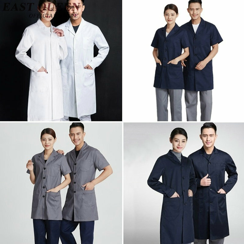 Bata de laboratorio blanca para hombre y mujer, uniformes médicos de manga larga, a la moda, NN0299 C