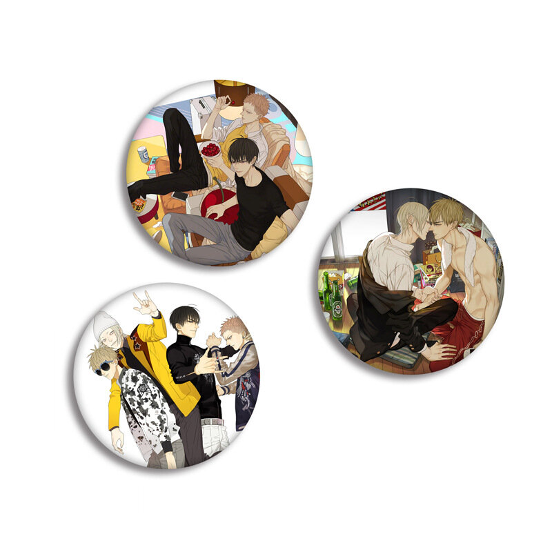 Broche de modelado de personajes de Anime, alfileres, Broches, insignia de hojalata redonda, regalo para fanáticos, juguete para niños, 19 días
