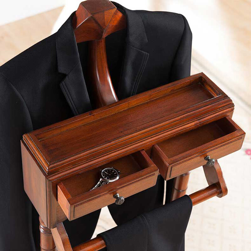 Porte-manteau européen avec tiroir de rangement, meubles en bois sculpté, en acajou, pour costume, haut de gamme, mobilier de maison, hôtel, bonne texture