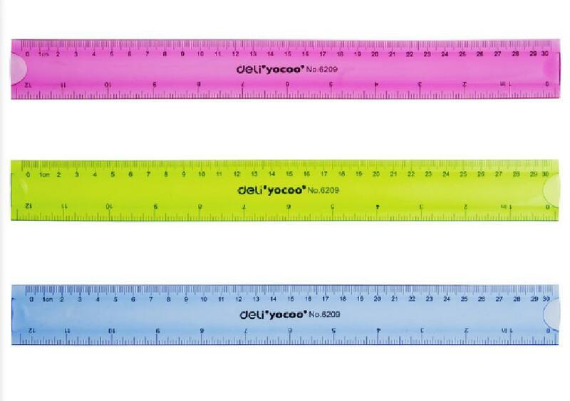 Régua flexível multicolorida para estudantes, fita métrica de 15cm, 20cm, 30cm(6 \ 8 \ 12 polegadas), régua reta, material de escritório