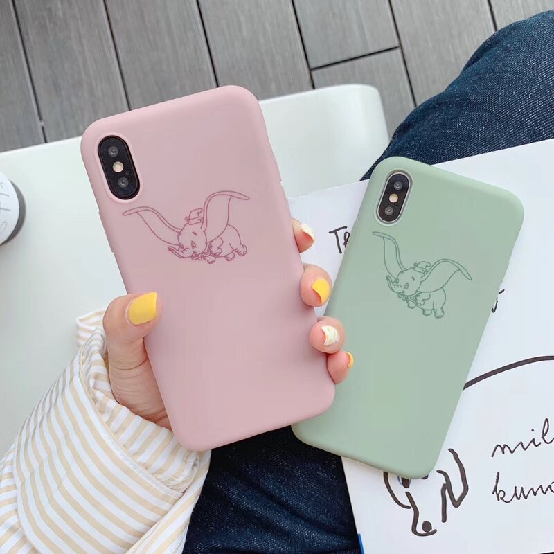 Simple Cartoon Disneys Flying Elephant Phone Case For iphone Xs MAX XR X 6 6s 7 8 plus Cute dumbo Candy Soft TPU back cover Capa