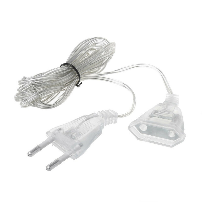 Cable de extensión de alimentación de enchufe europeo, estándar transparente para cadena de luces LED, Navidad, vacaciones, 3M/5M