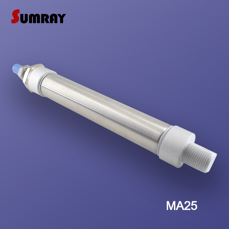 SUMRAY MA Type Pneumatic Cylinder 25mm Bore 25/50/75/100/125/150/175/200/250/300mm Stroke Double Action Pneumatic Air Cylinder
