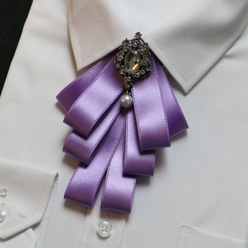 新しい男性女性紫頭飾り襟ネクタイ職業韓国航空会社スチュワーデスシャツ弓ビジネス銀行ホテル送料無料